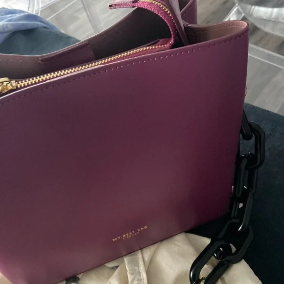 EVB Burgundy Leather Handbag Authentic - Picture 7 of 8